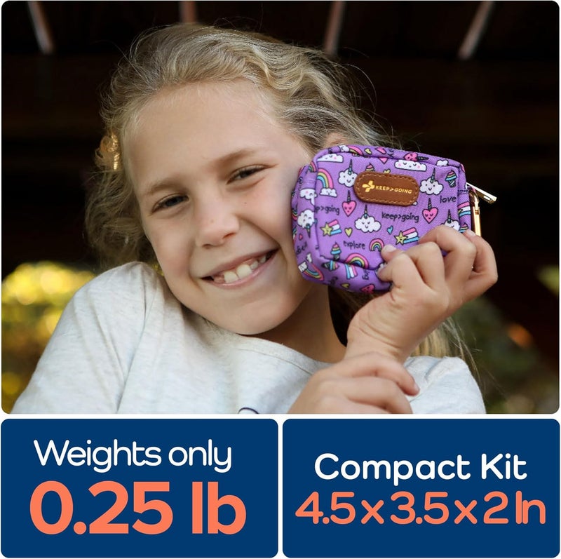 KEEP GOING Small Travel First Aid Kit Kids – 60 Pc. Mini First Aid Kit for Purse, Diaper Bag, & Backpack with Latex-Free Bandages – 4 Oz., & 4.5 x 3.5 x 2 in, TSA-Approved - Image 5